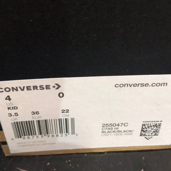 NWT Converse Ctas HI Black Black J/W AUTHENTIC - Picture 8 of 8